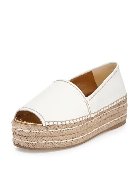 prada platform open toe leather espadrilles|Prada espadrille flat sandals scarlatto.